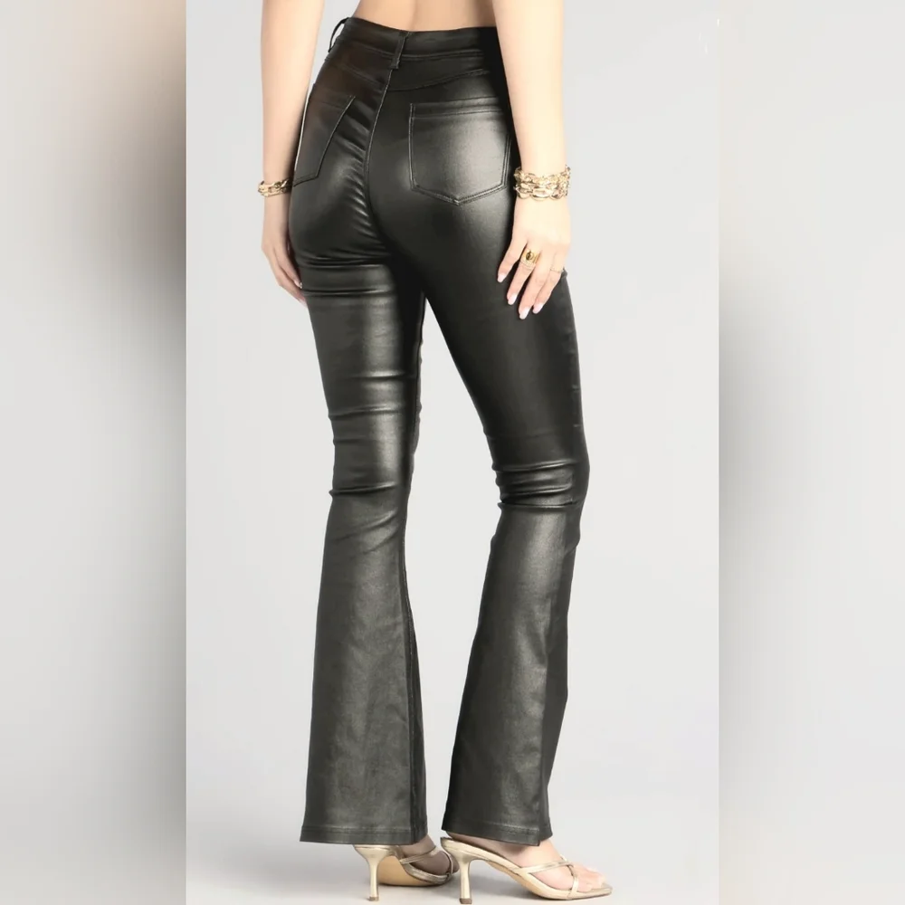 Windsor Sleek Business High-Rise Faux Leather Flare Pants Size S NWT - Picture 2 of 6